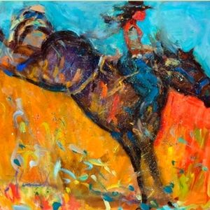 Ridem Cowgirl Oil Painting 🎨 Print
